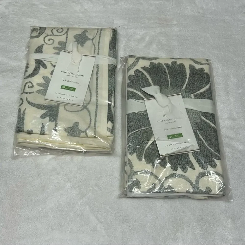 2 Pottery Barn Tula Suzani Pillow Sham EURO Gray Medallion Print 26 Square NEW